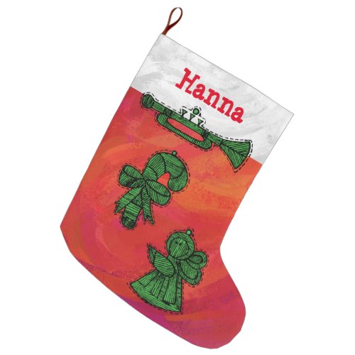 Personalized Vintage Ornaments Christmas Large Christmas Stocking