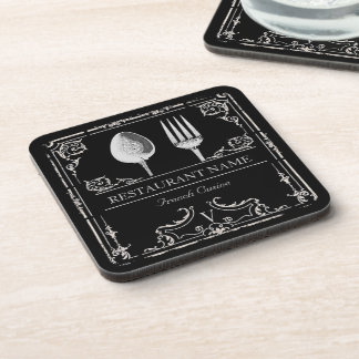 Personalized Vintage Ornate Silverware Restaurant Drink Coaster