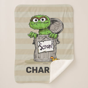 Personalized Vintage Oscar the Grouch Scram Sherpa Blanket