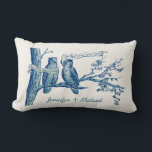 Personalized Vintage Owl Couple in Tree Wedding Lumbar Pillow<br><div class="desc">This is a Fun Vintage Custom Owls Wedding Gift! Shown above is a quirky image of two Owls sitting in a Tree, both Owls have banners in their beaks, one says: This day I marry my best friend and the other replies: You are the one and only. Personalized Couple's Names...</div>
