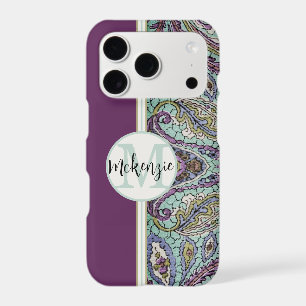 Personalized Vintage Paisley Aqua Pattern iphone iPhone 17 Pro Case
