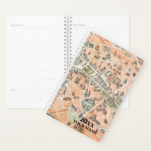 Personalized Vintage Paris Map Planner Notebook