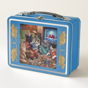 Personalized Vintage Parisian Cat Party Metal Lunch Box