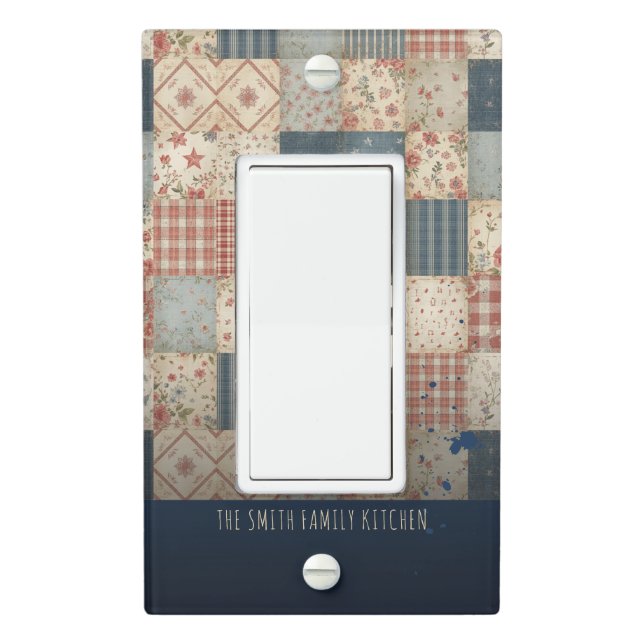 Personalized Vintage Patchwork Family Light Switch Cover (In Situ)