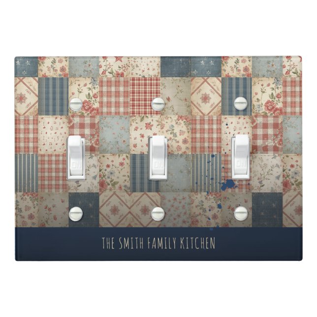 Personalized Vintage Patchwork Family Light Switch Cover (In Situ)