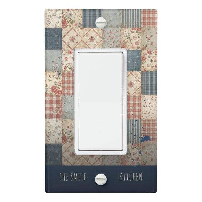 Personalized Vintage Patchwork Family Light Switch Cover (In Situ)