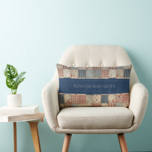 Personalized Vintage Patchwork Togetherness Lumbar Pillow