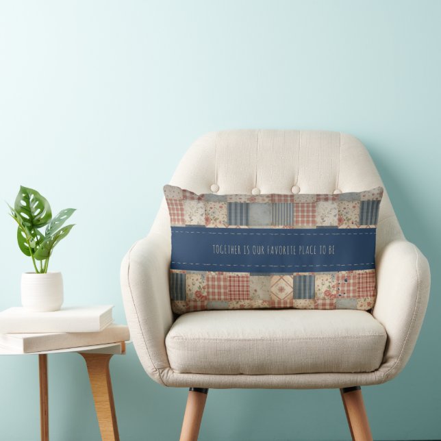 Personalized Vintage Patchwork Togetherness Lumbar Pillow (Chair)
