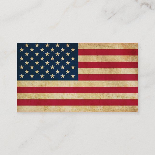 Personalized Vintage Patriotic American Flag Business Card (Front)