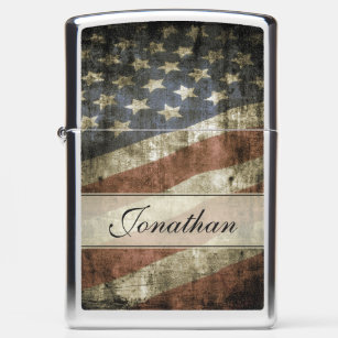 Personalized Vintage Patriotic American Flag Zippo Lighter