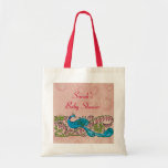 Personalized Vintage Peacock On Pink Baby Shower Tote Bag at Zazzle