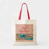 Personalized Vintage Peacock on Pink Baby Shower Tote Bag