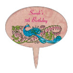 Personalized Vintage Peacock On Pink Birthday Cake Topper at Zazzle