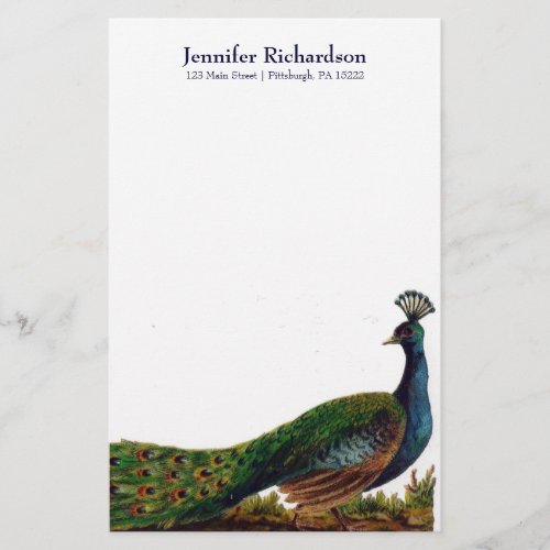 Personalized Vintage Peacock Stationery