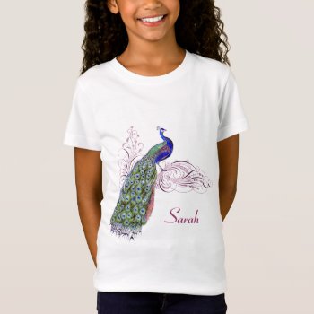 Personalized Vintage Peacock T-shirt by BluePress at Zazzle