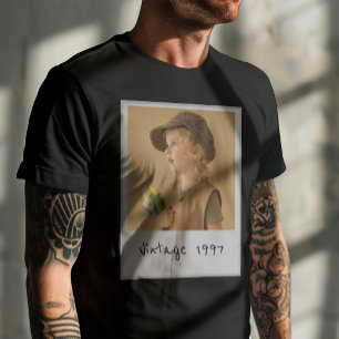 personalized vintage photo and year text birthday T-Shirt
