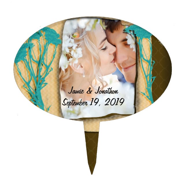 Personalized Vintage Photo Collage Cake Topper (Front)
