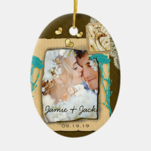 Personalized Vintage Photo Collage Ceramic Ornament