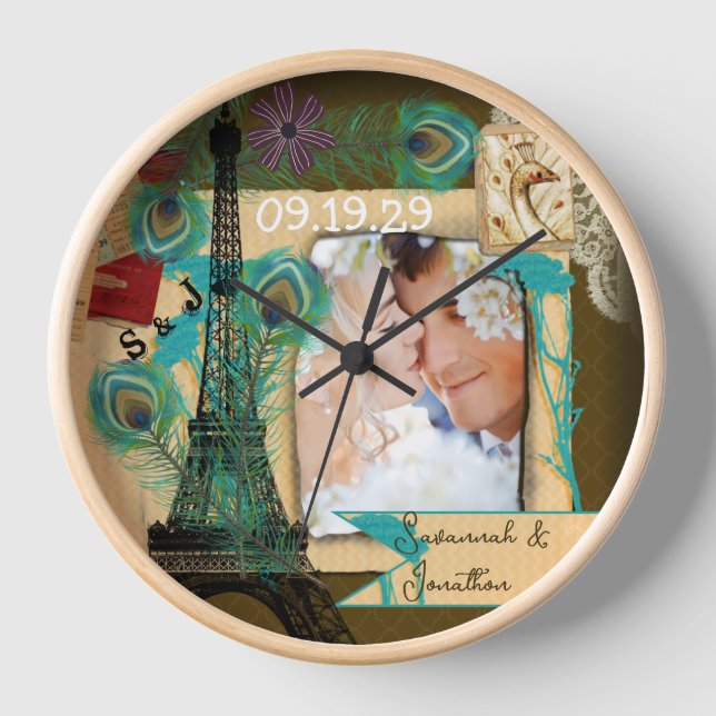 Personalized Vintage Photo Collage Clock (Front)