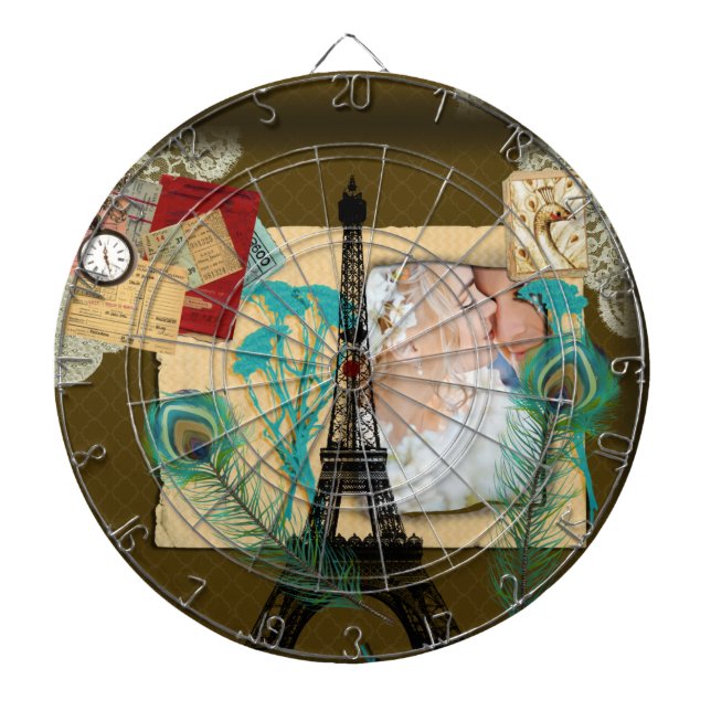 Personalized Vintage Photo Collage Dartboard (Front)