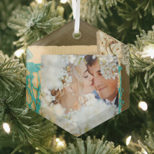 Personalized Vintage Photo Collage Glass Ornament