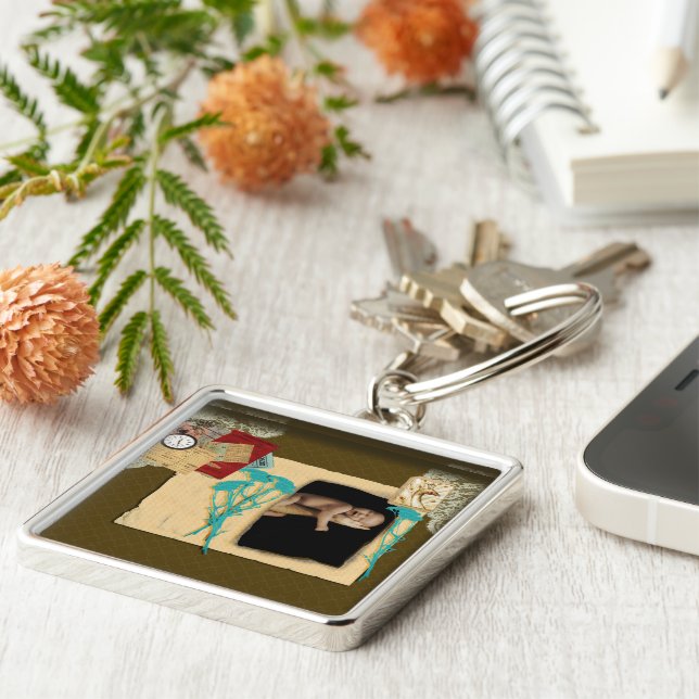 Personalized Vintage Photo Collage Keychain (Side)