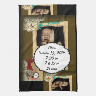 Personalized Vintage Photo Collage Kitchen Towel