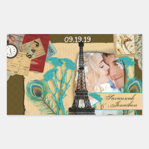 Personalized Vintage Photo Collage Rectangular Sticker