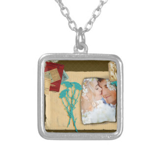 Personalized Vintage Photo Collage Silver Plated Necklace