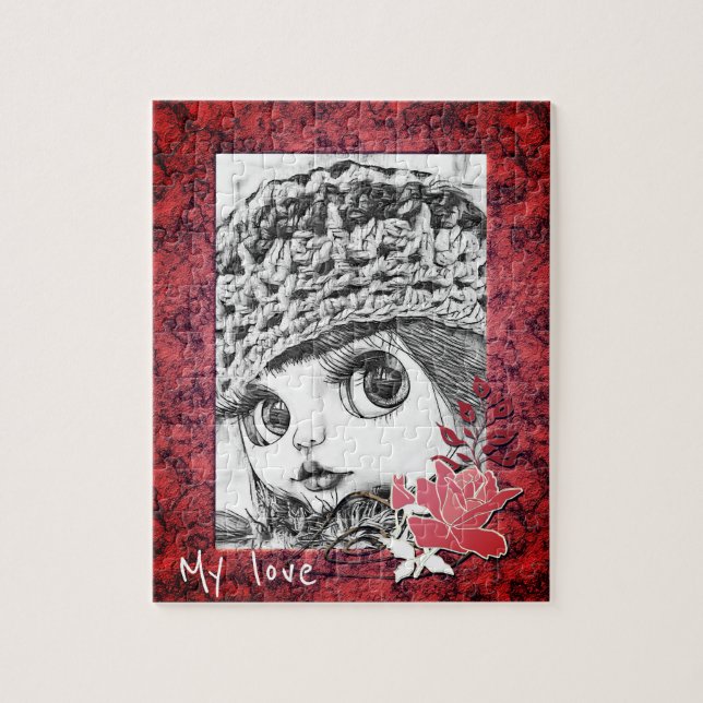 Personalized, vintage photo frame jigsaw puzzle (Vertical)