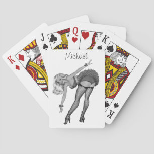 Personalized Vintage Pin-Up Beauty Playing Cards