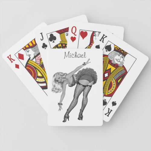 Personalized Vintage Pin_Up Beauty Playing Cards