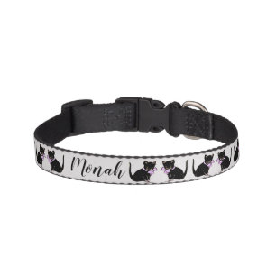Personalized Vintage Pink Bowtie Black Cat Kitten Pet Collar