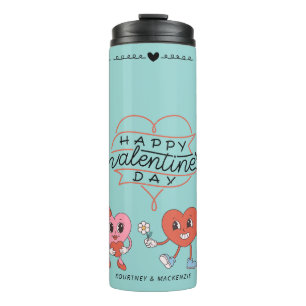Personalized vintage pink cute heart Valentine Day Thermal Tumbler