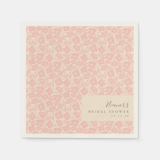 Personalized Vintage Pink Floral Bridal Shower  Napkins (Front)