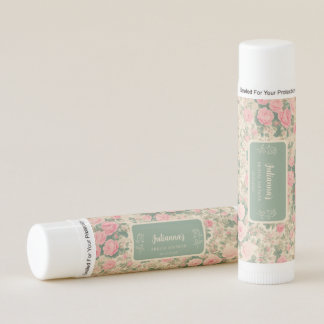 Personalized Vintage Pink Floral Lip Balm