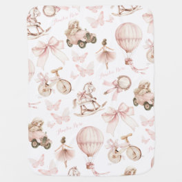 Personalized Vintage Pink Nursery Custom Name Baby Baby Blanket