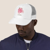 Personalized Vintage Pink Rose Butterfly Floral Trucker Hat (In Situ)