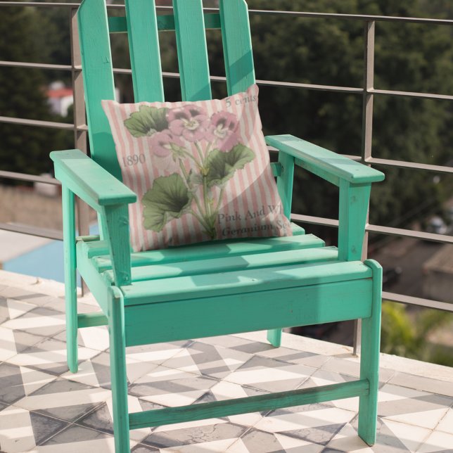 Personalized Vintage Pink White Geranium Flower Throw Pillow (Creator Uploaded)