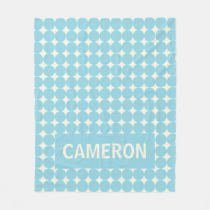 Personalized Vintage Polka Dots Light Blue Nursery Fleece Blanket