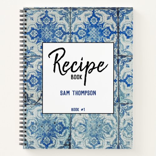 Personalized Vintage Portuguese Pattern Recipe  Notebook