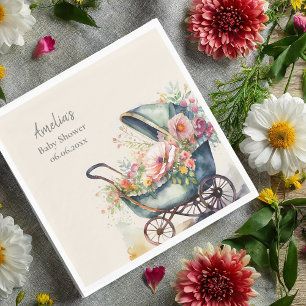 Personalized Vintage Pram Baby Shower Napkins