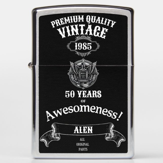 Personalized Vintage Premium Quality Birthday Zippo Lighter (Front)
