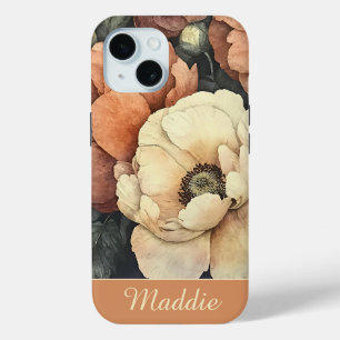 Personalized Vintage Pretty Blush Pink Floral iPhone 15 Case