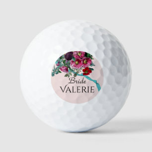 Personalized Vintage Pretty Pink Hollyhocks Golf Balls