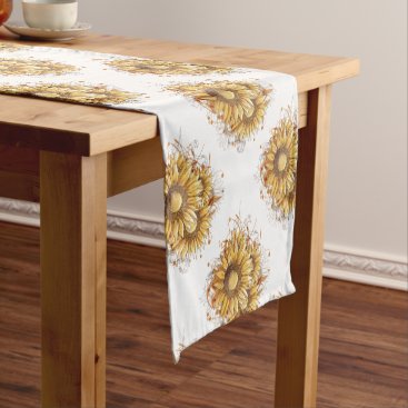 Personalized Vintage Pretty Sunflowers Short Table Runner