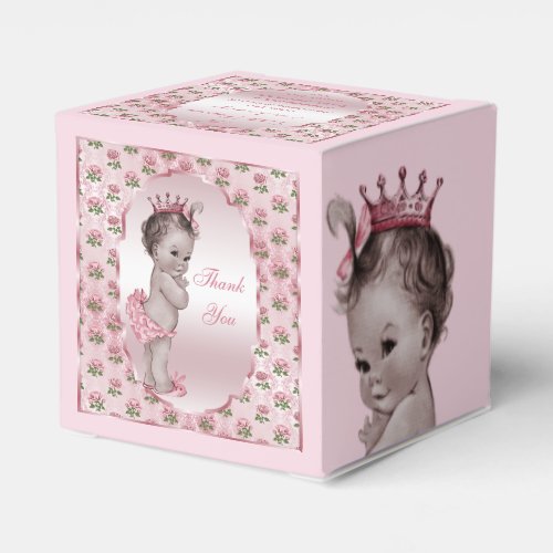 Personalized Vintage Princess Baby Roses Thank You Favor Boxes