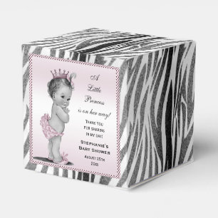 Personalized Vintage Princess Baby Shower Zebra Favor Boxes