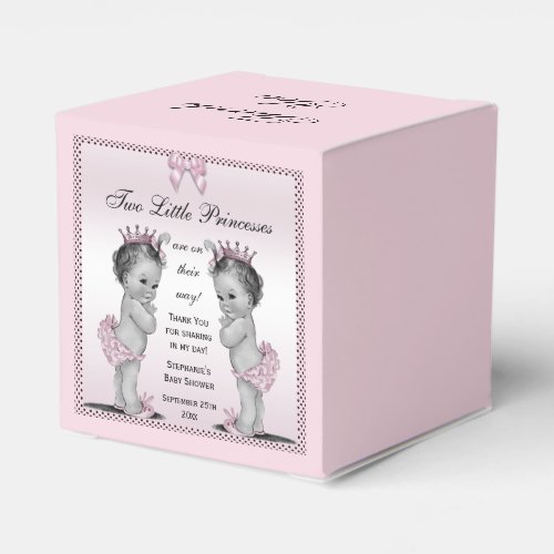 Personalized Vintage Princess Twins Baby Shower Favor Boxes