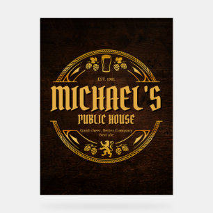 Personalized Vintage Pub Home Bar Acrylic Sign